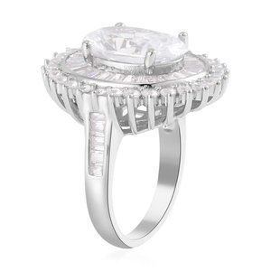 NIB Sz 7 Lustro Stellas Finest Simulated Diamond Double Halo Sterling Ring